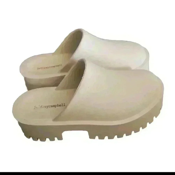 Jeffery Campbell Womens Beige Rubber Platform Slip On Clog 8 - Picture 3 of 12